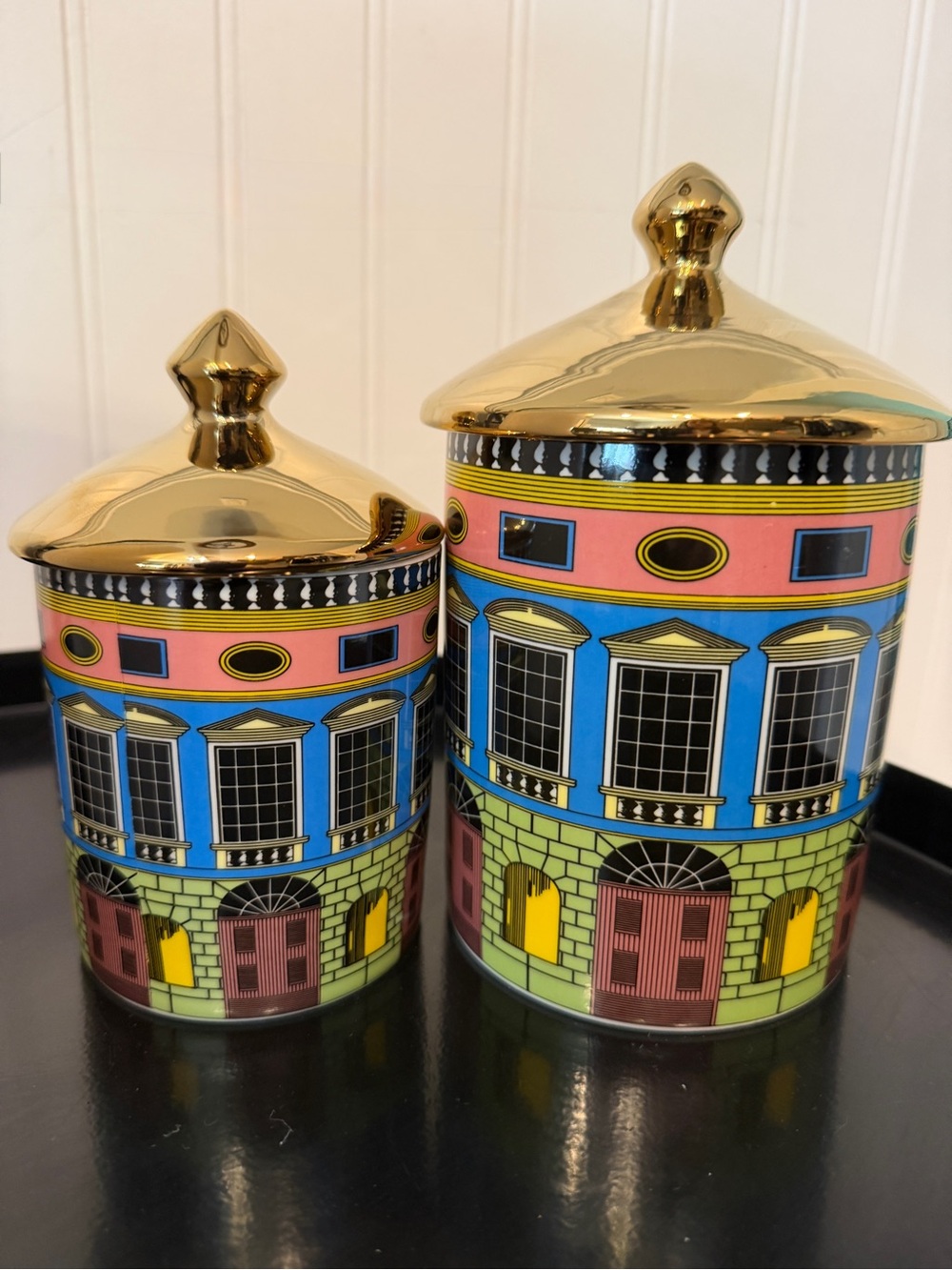 Rosenthal & Fornasetti inspired “House” Canister Set of 2 – Large & Small